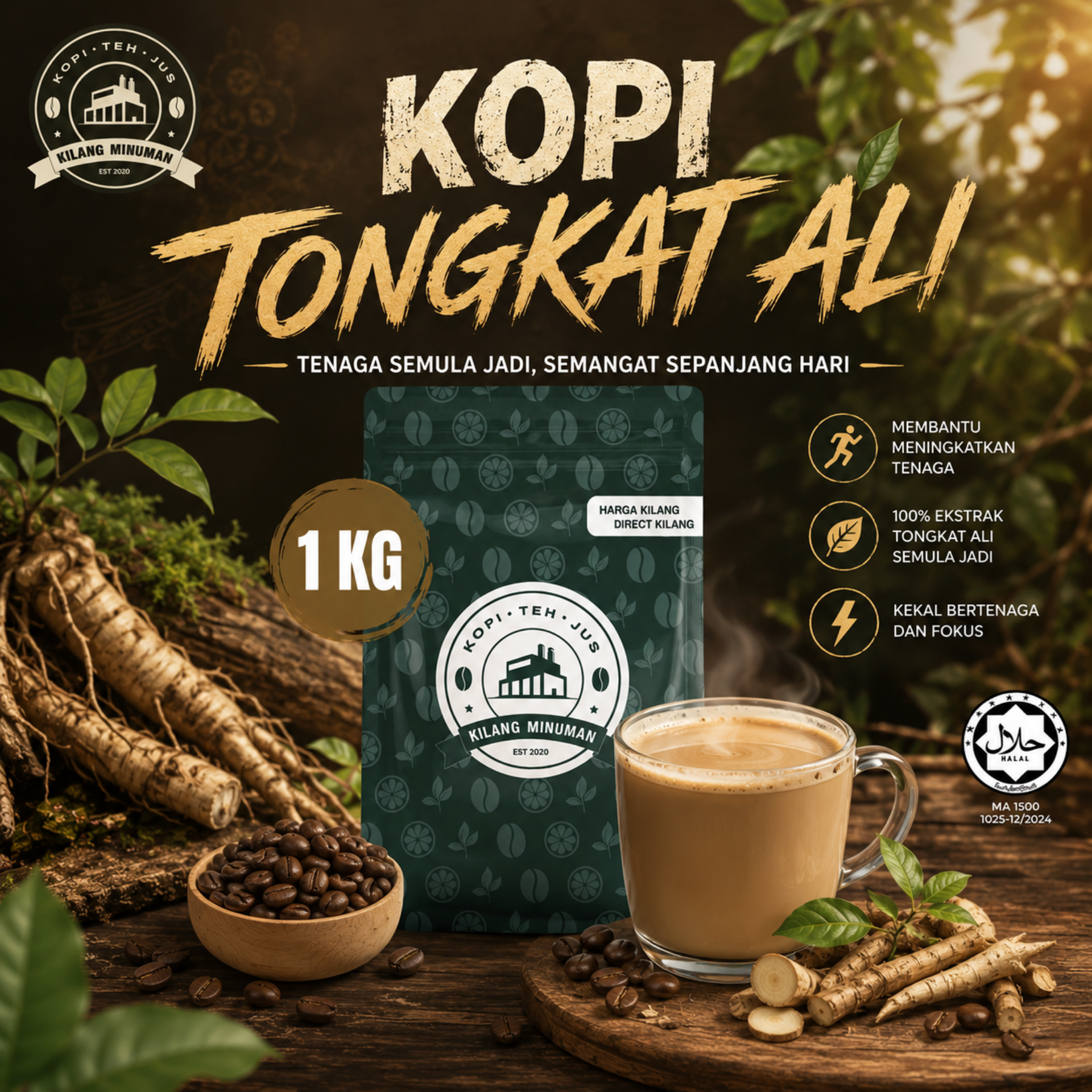 [Kopi] Serbuk Minuman Pelbagai Perisa 1KG BIG PACK - Coffee
