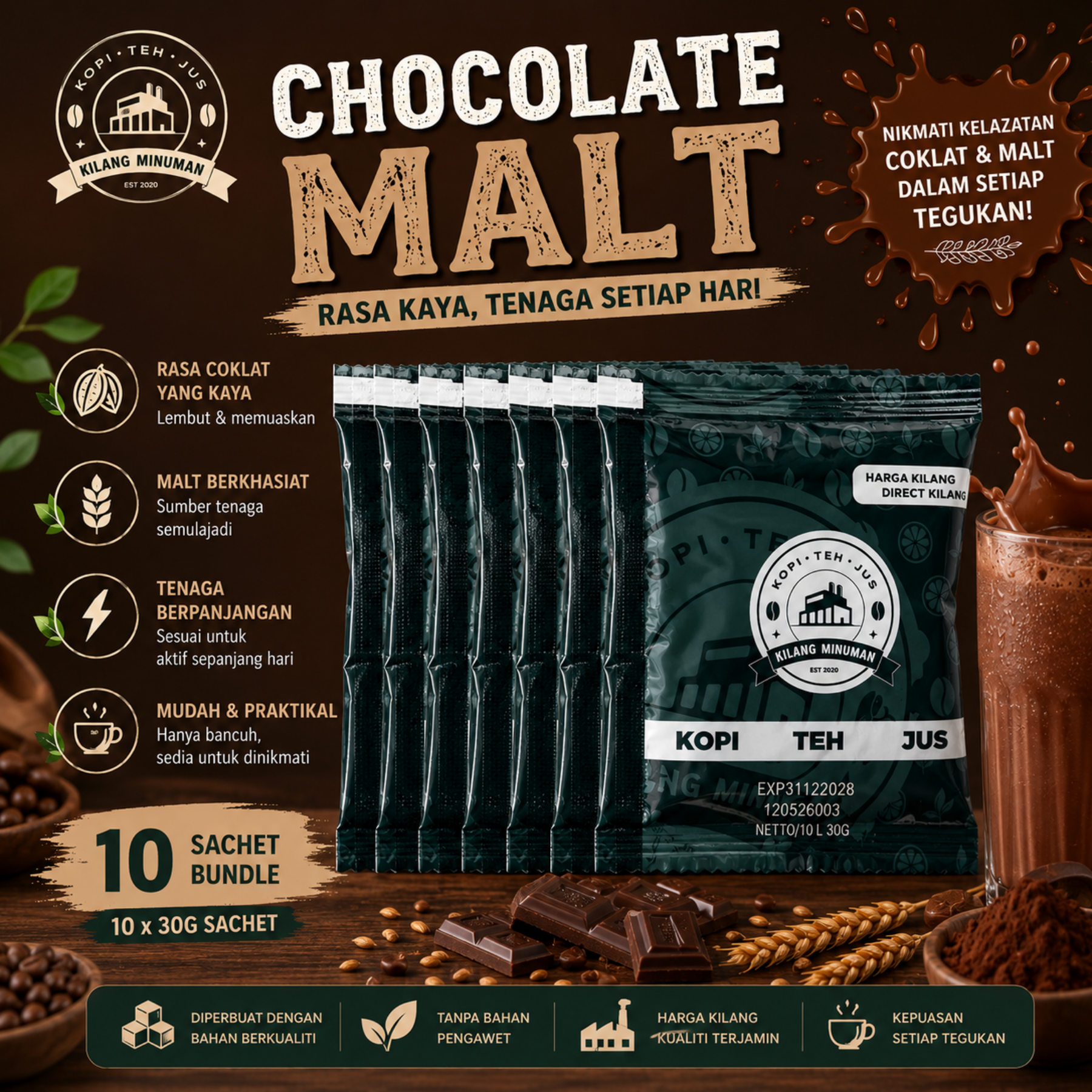 30g CHOCOLATE MALT - 10 SACHET BUNDLE