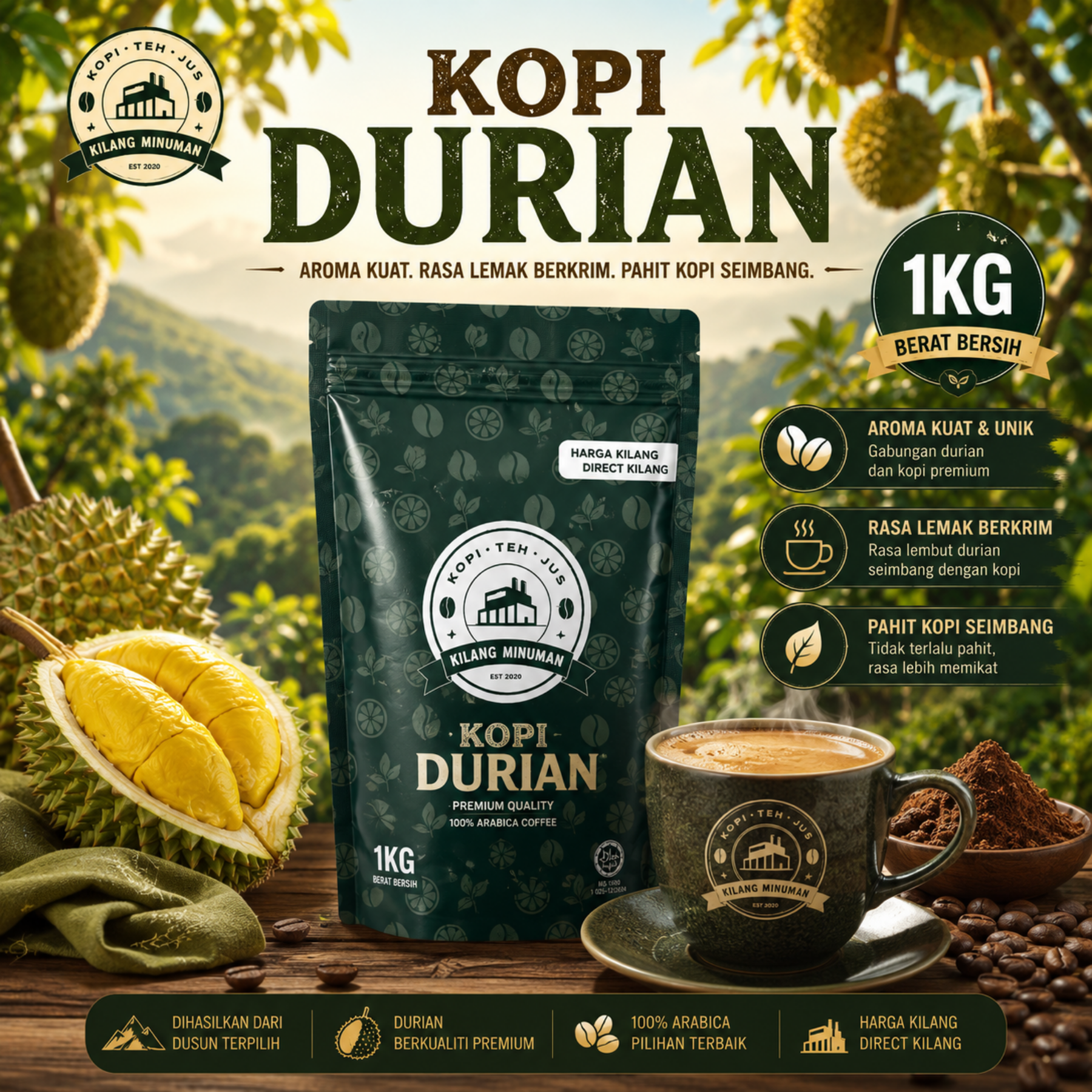 [Kopi] Serbuk Minuman Pelbagai Perisa 1KG BIG PACK - Coffee