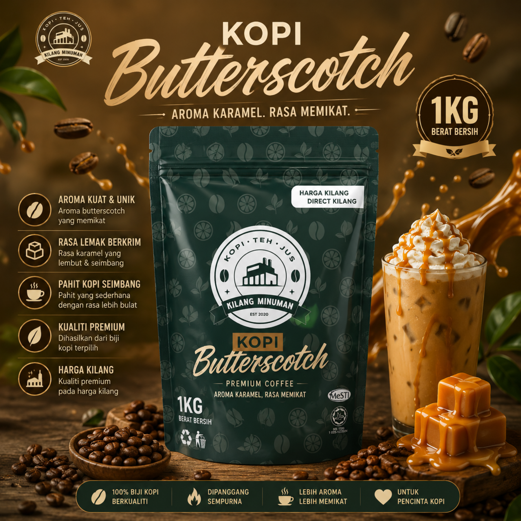 [Kopi] Serbuk Minuman Pelbagai Perisa 1KG BIG PACK - Coffee