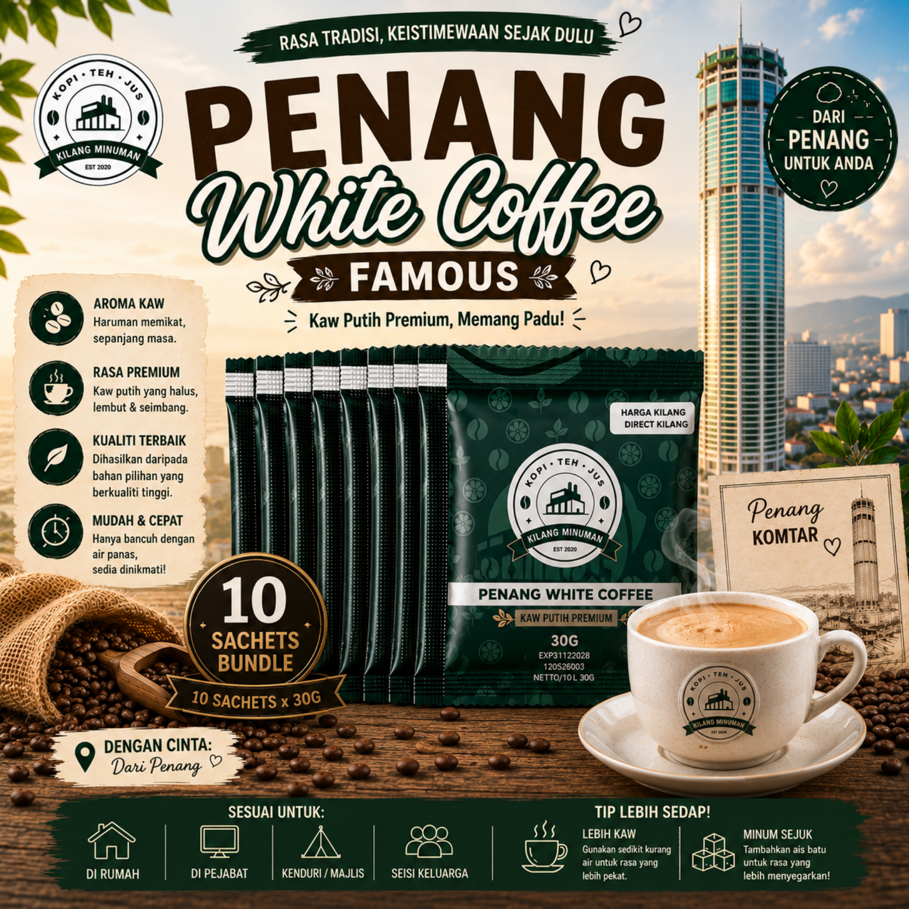 30g WHITE COFFEE - 10 SACHET BUNDLE