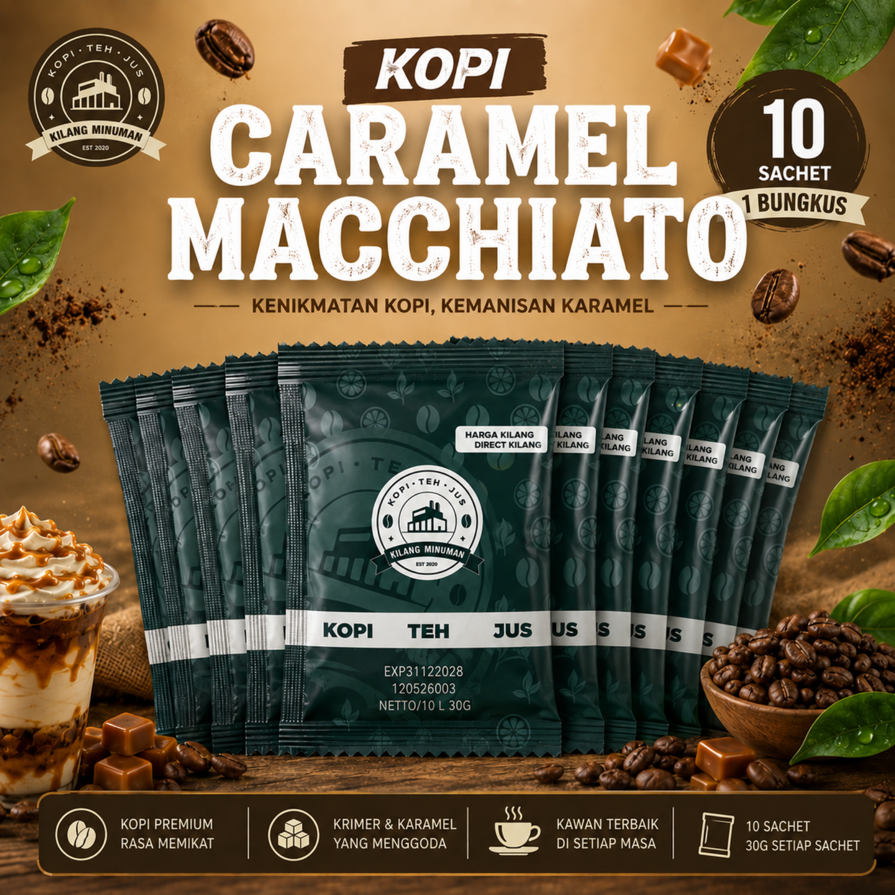 30g CARAMEL MACCHIATO - 10 SACHET BUNDLE