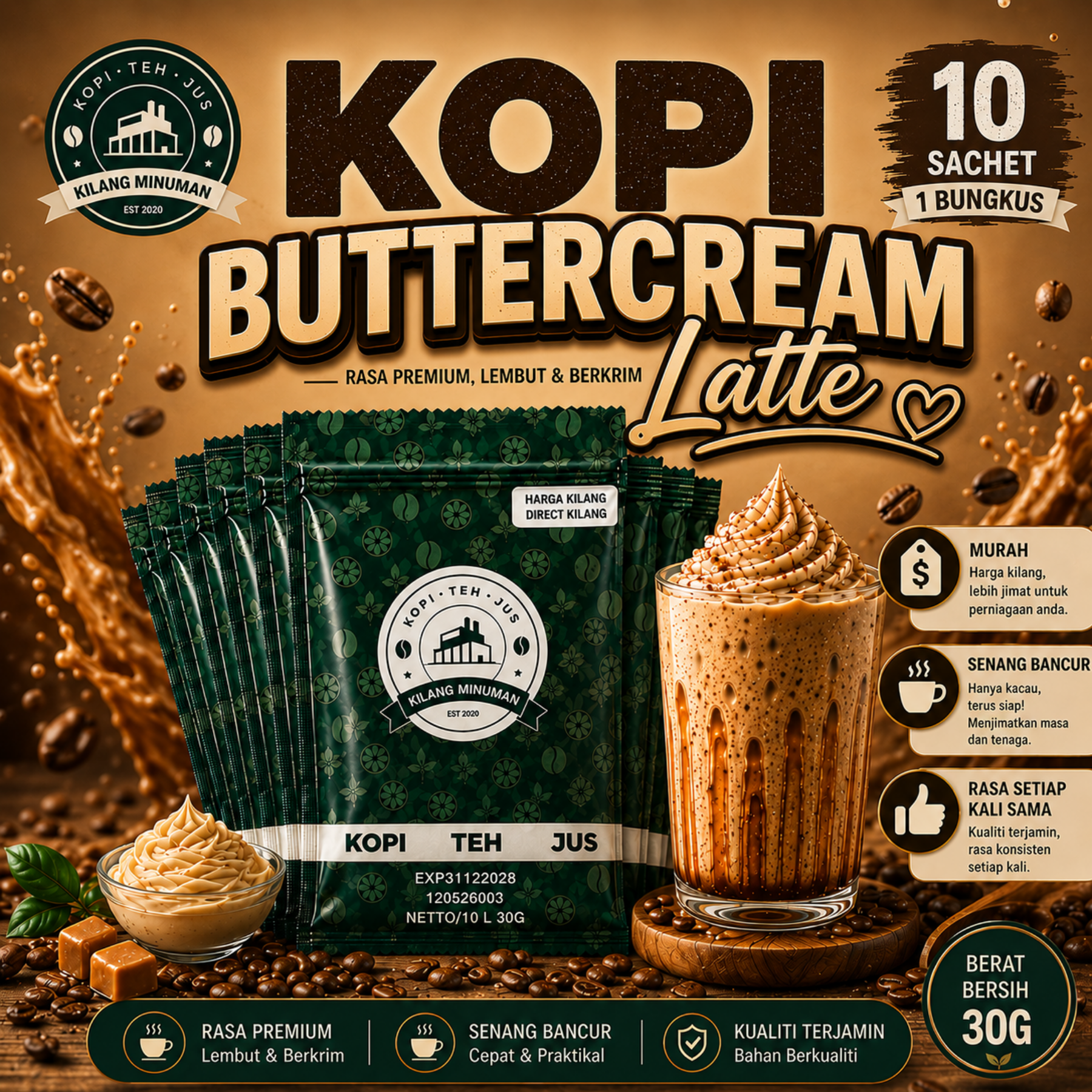 30g KOPI BUTTERCREAM - 10 SACHET BUNDLE