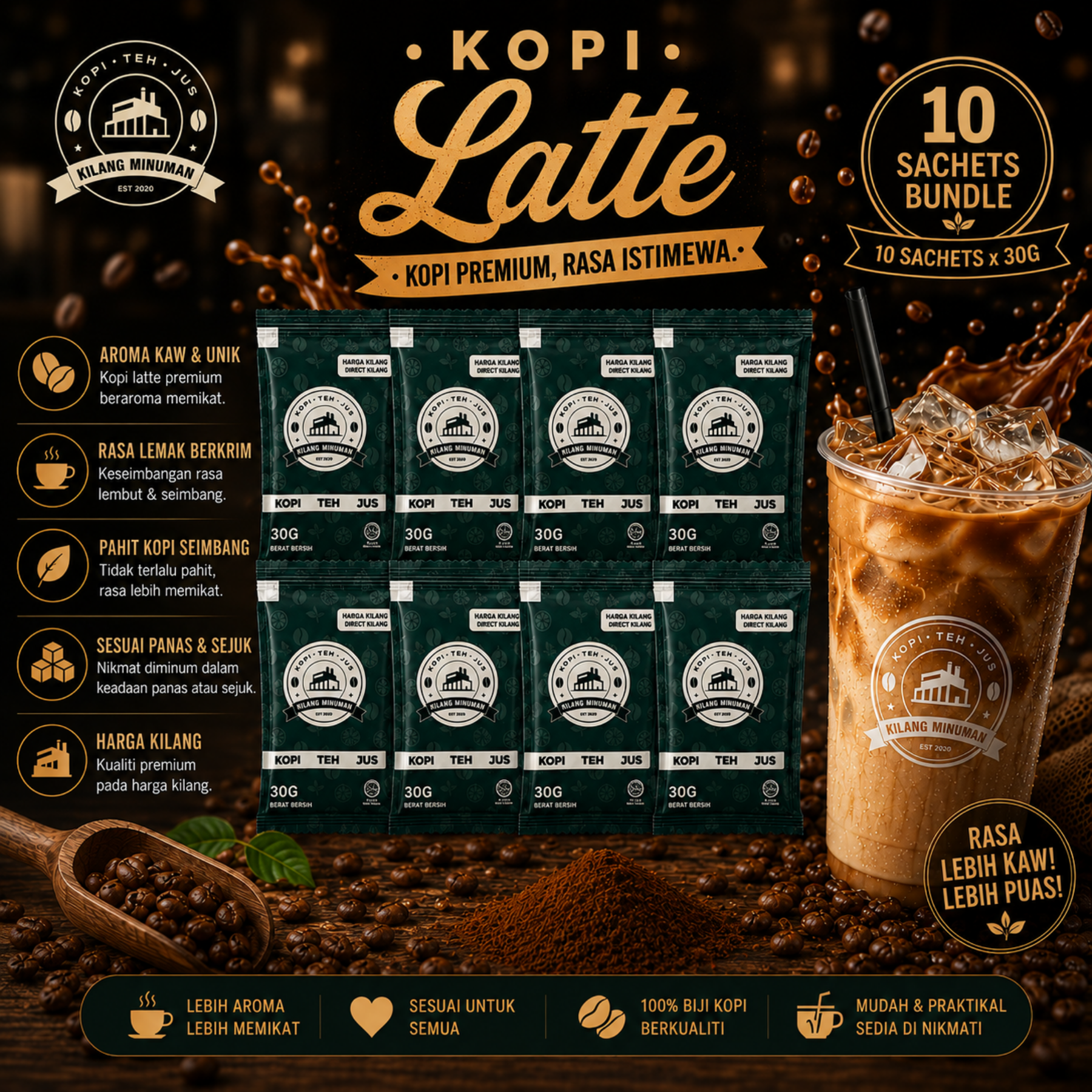 30g KOPI LATTE - 10 SACHET BUNDLE