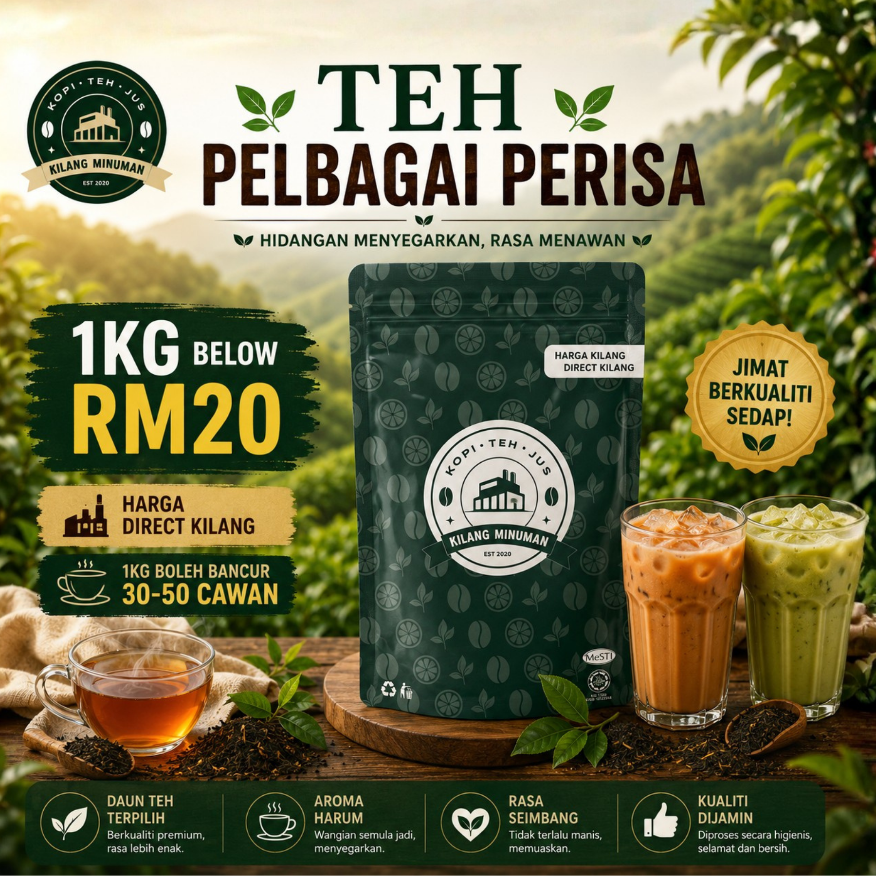 [Teh] Serbuk Minuman Pelbagai  Perisa 1KG BIG PACK - Tea
