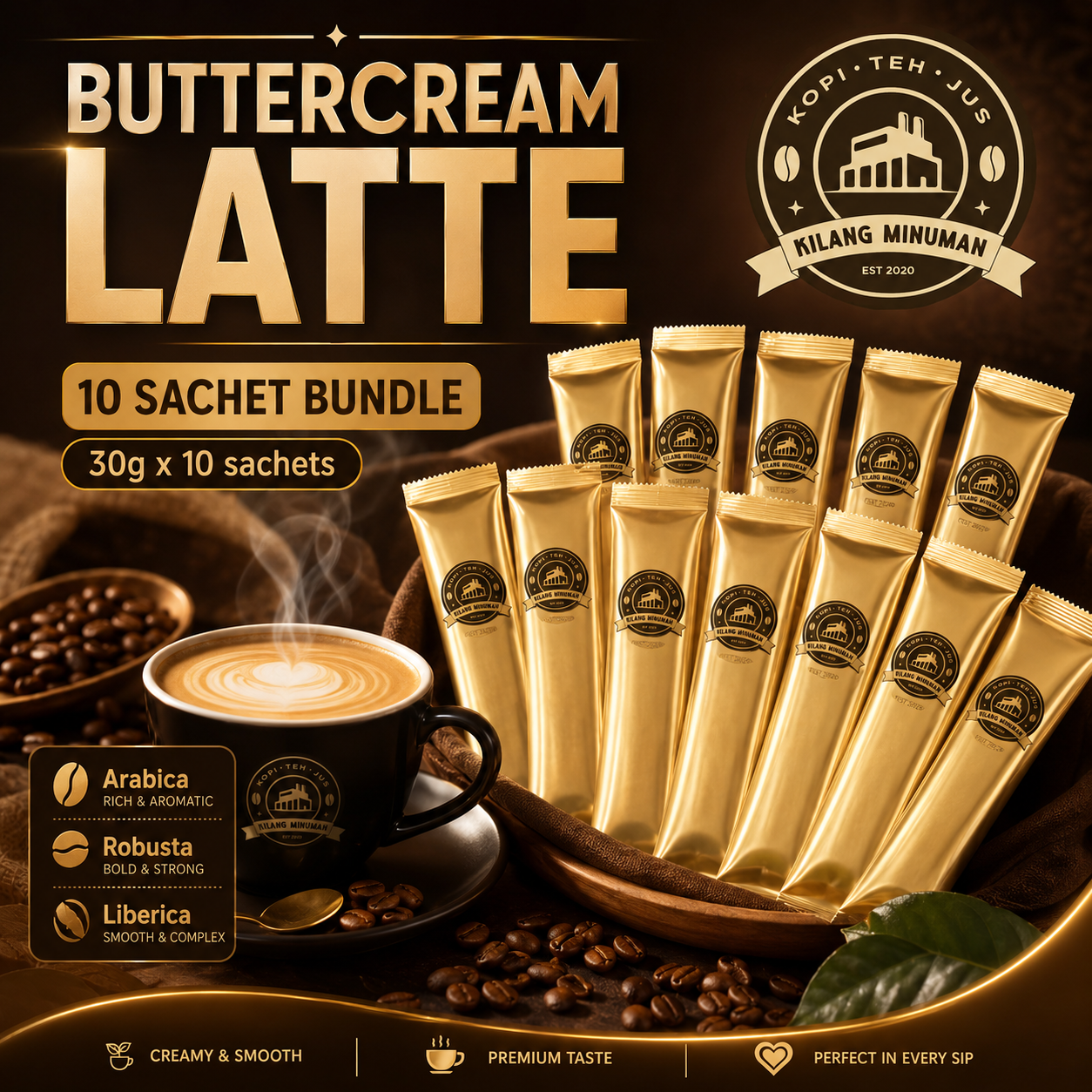 30g BUTTERCREAM LATTE - 10 SACHET BUNDLE