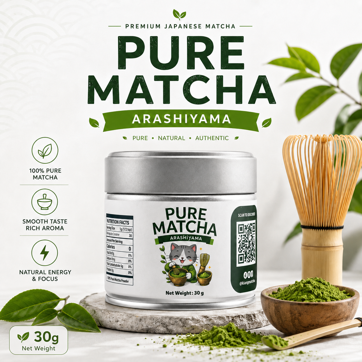 30g PURE MATCHA [ARASHIYAMA]