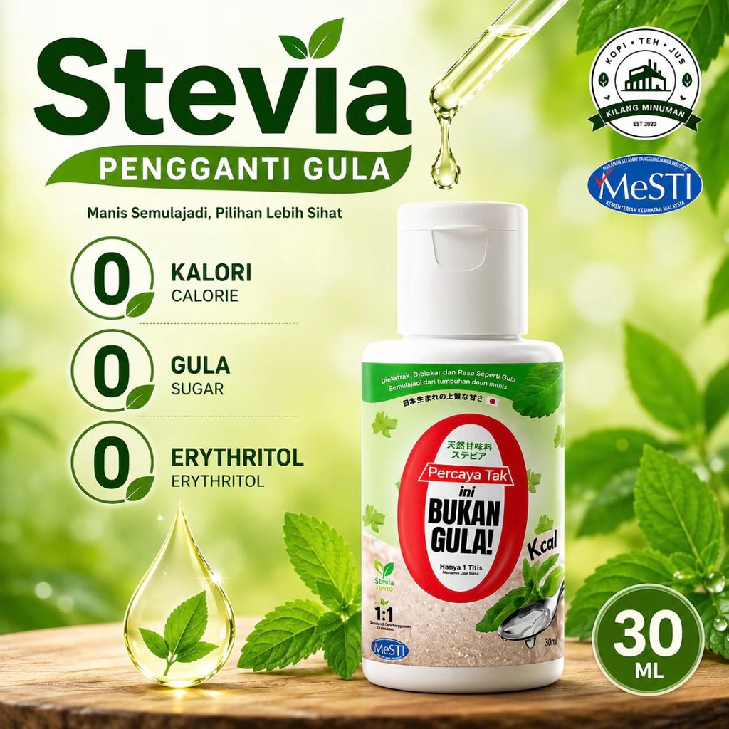 30ML STEVIA DROP BUKAN GULA ZERO SUGAR FROM JAPAN HARGA KILANG