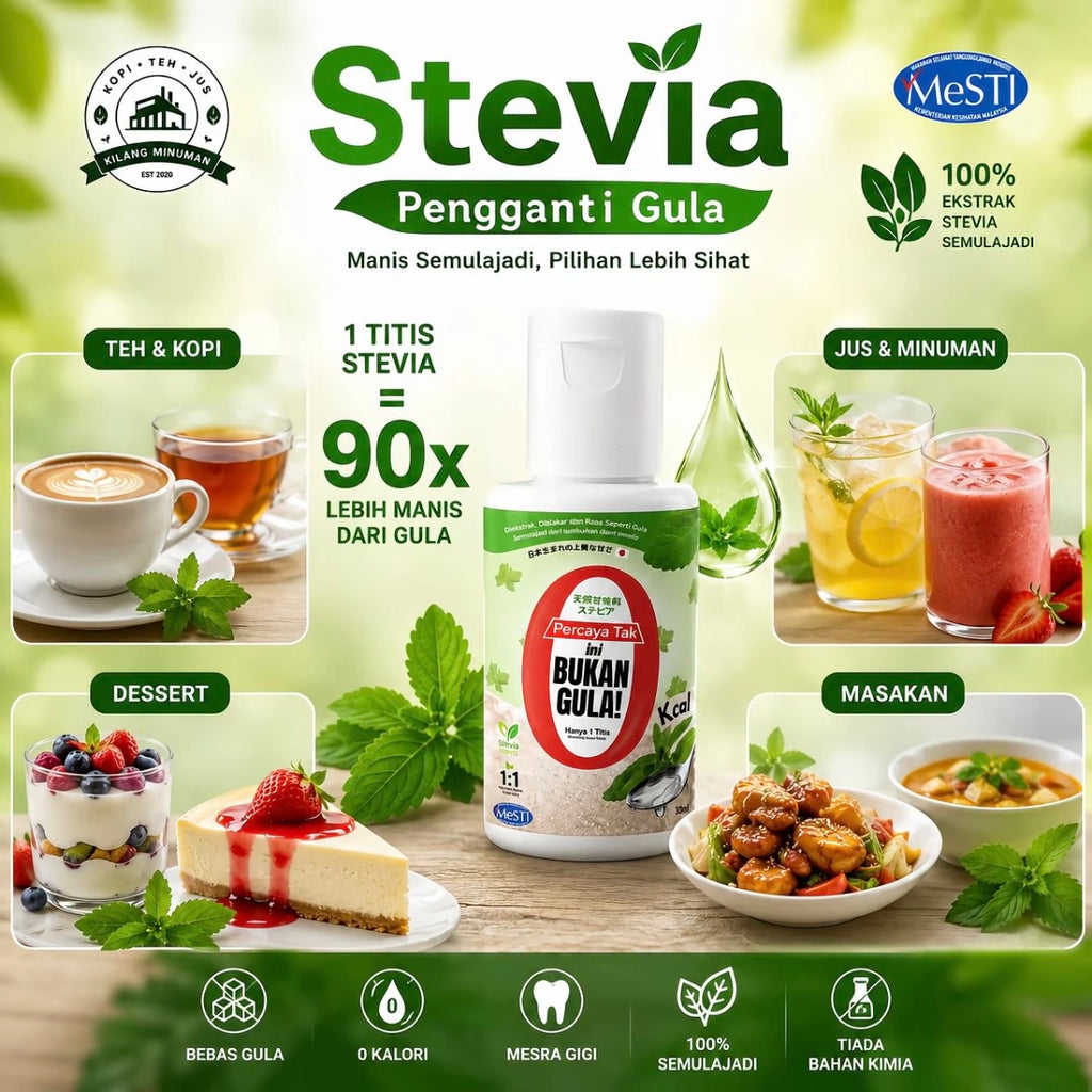 30ML STEVIA DROP BUKAN GULA ZERO SUGAR FROM JAPAN HARGA KILANG