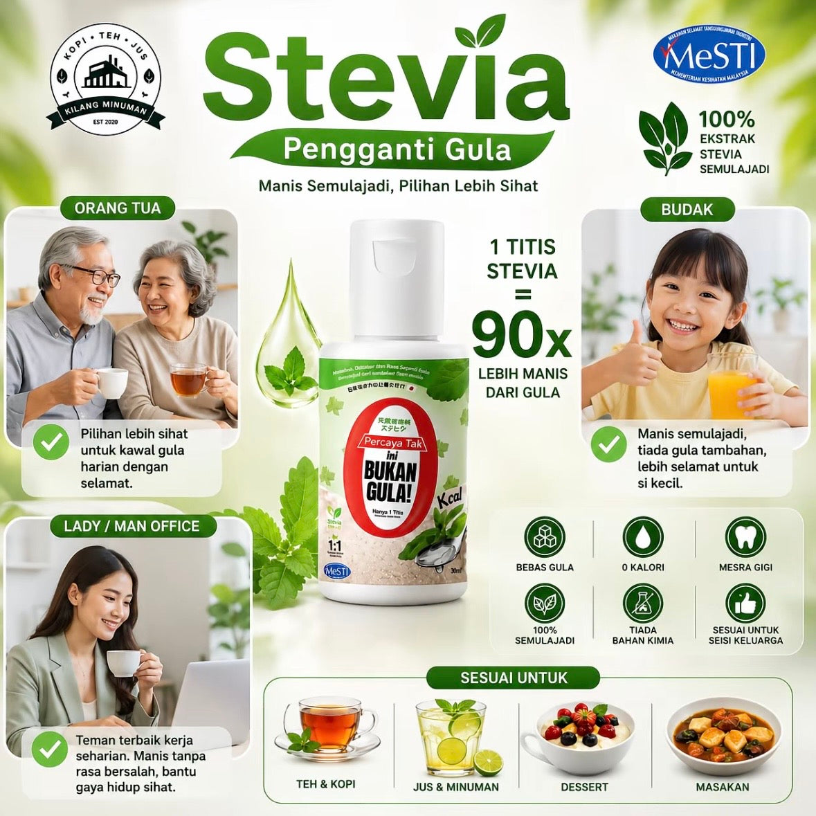 30ML STEVIA DROP BUKAN GULA ZERO SUGAR FROM JAPAN HARGA KILANG
