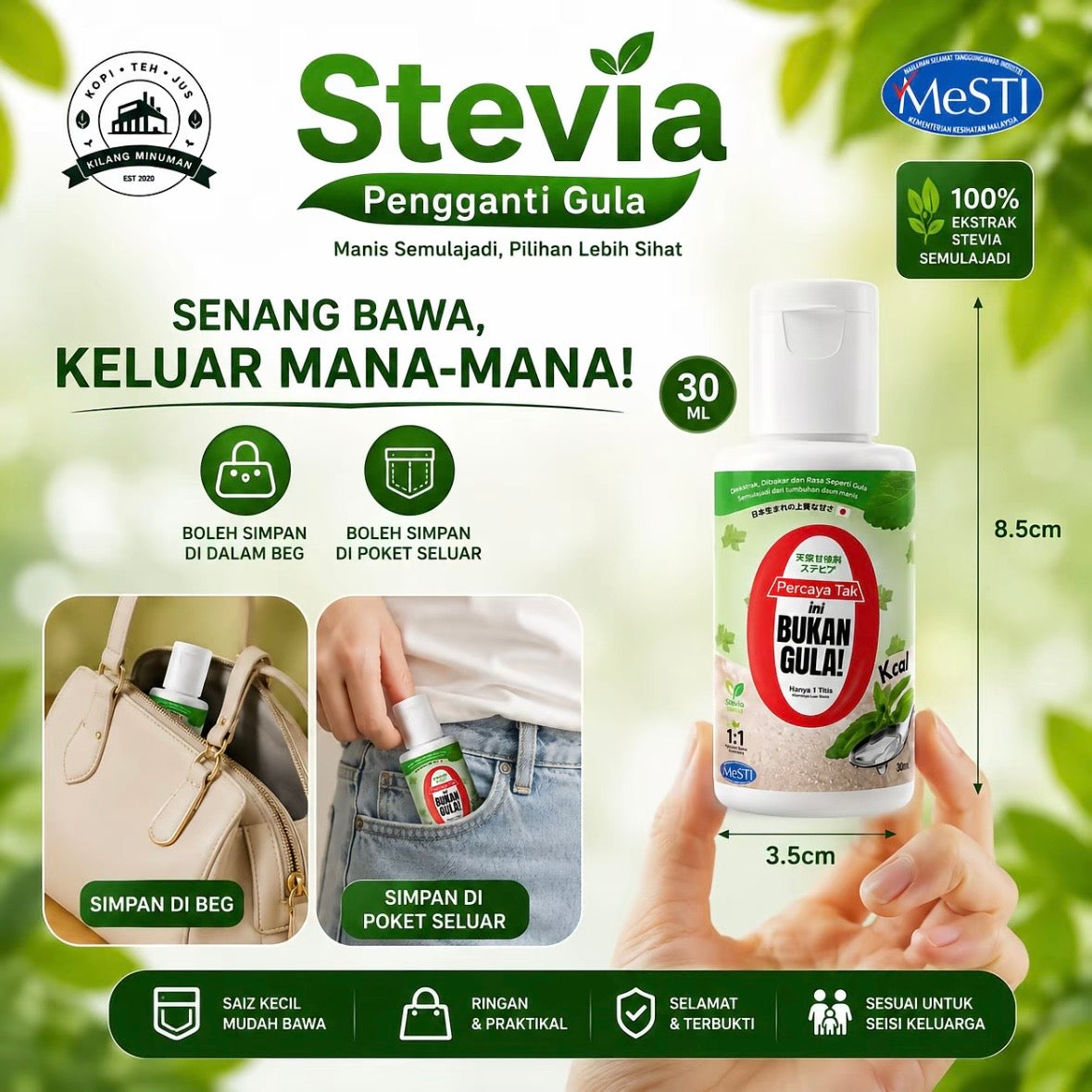 30ML STEVIA DROP BUKAN GULA ZERO SUGAR FROM JAPAN HARGA KILANG