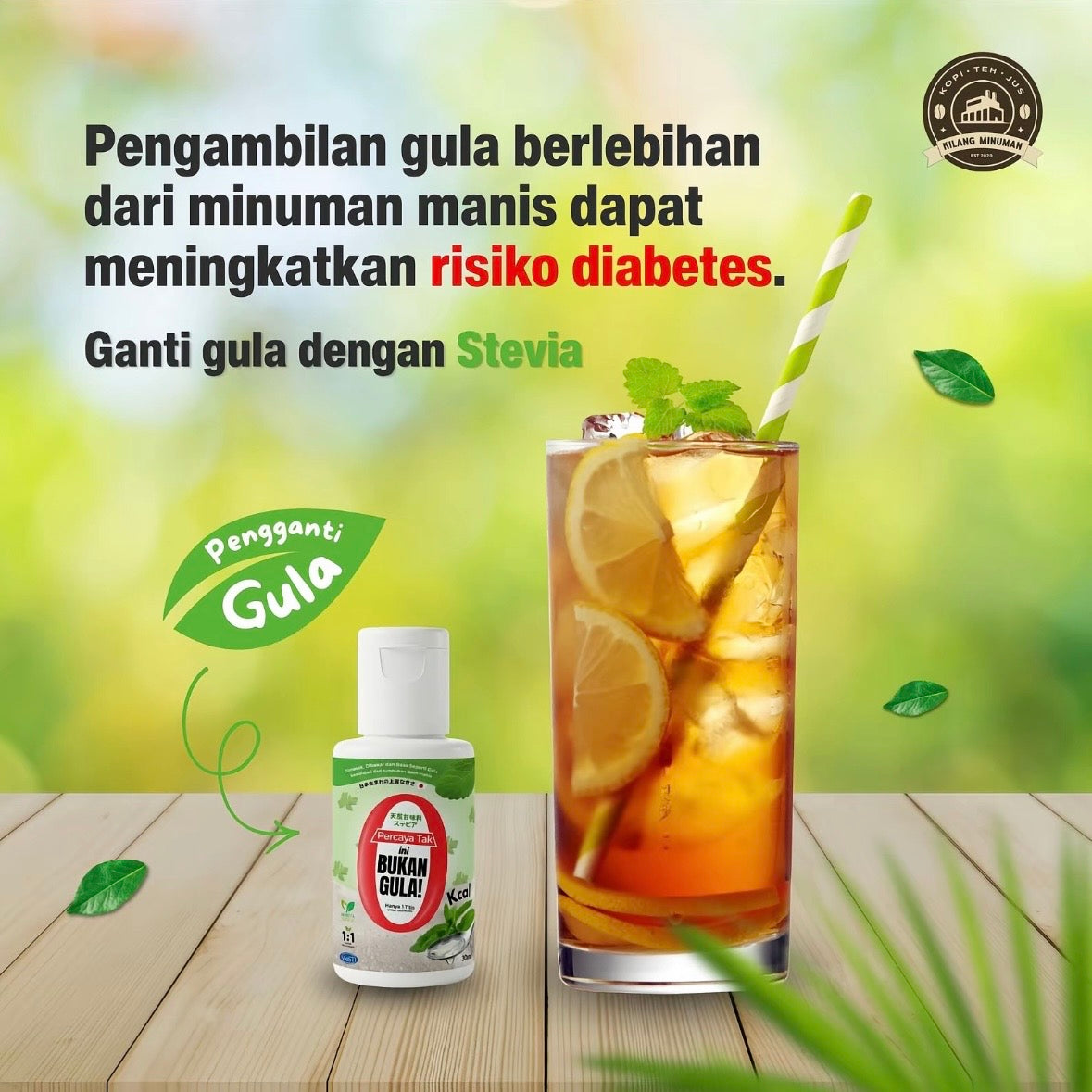30ML STEVIA DROP BUKAN GULA ZERO SUGAR FROM JAPAN HARGA KILANG