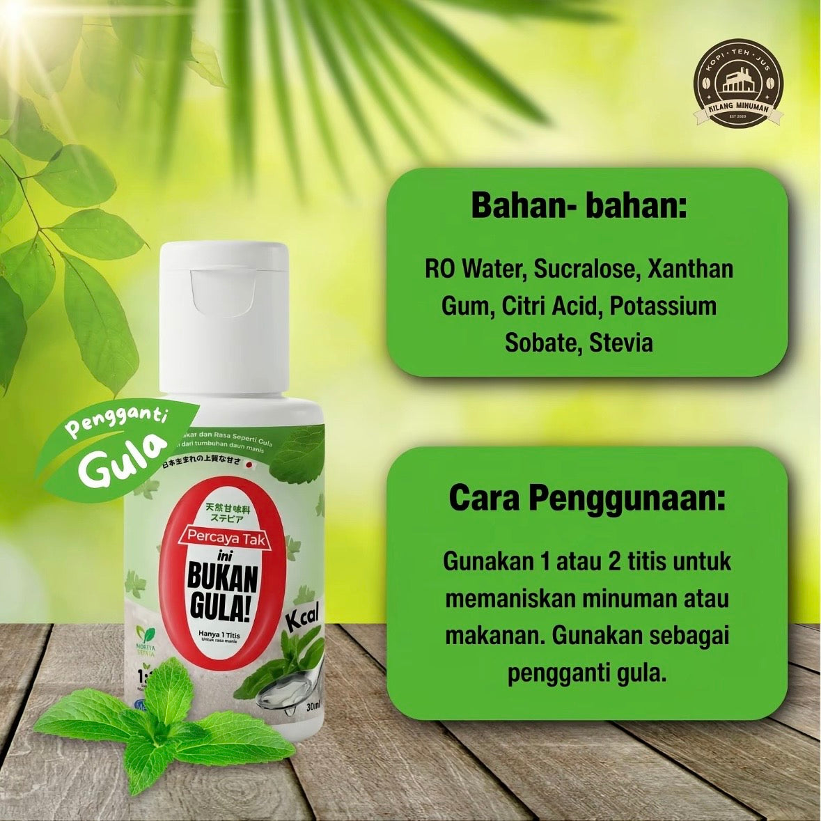 30ML STEVIA DROP BUKAN GULA ZERO SUGAR FROM JAPAN HARGA KILANG
